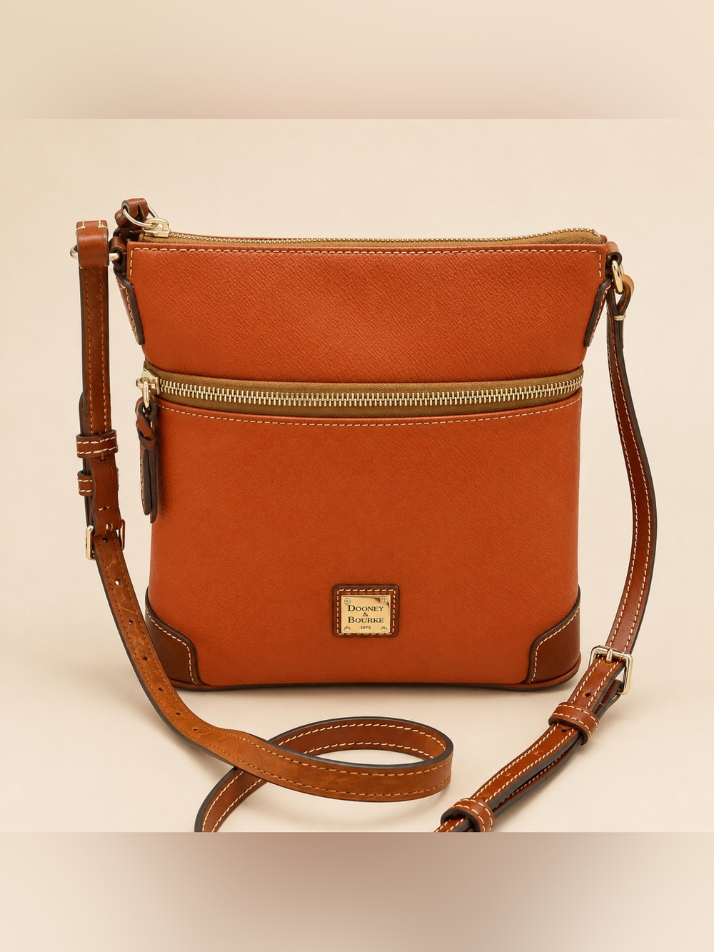 Dooney & Bourke Burnt Orange Leather Crossbody with Gold Hardware